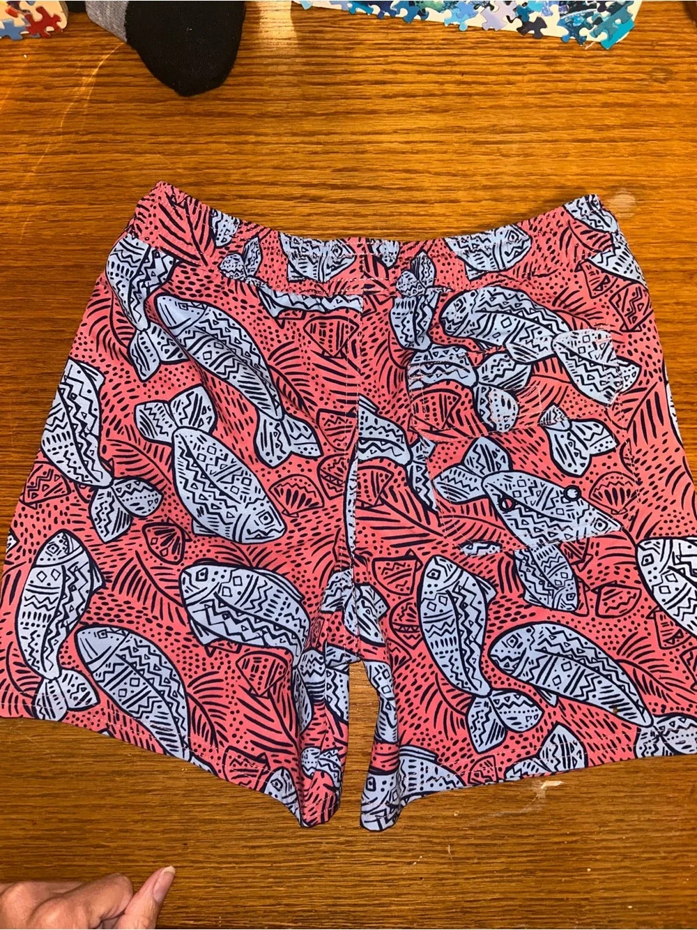 Boys Vineyard Vines Coral Fish Print Swim Shorts